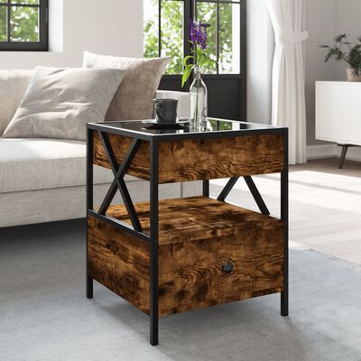 vidaXL Coffee Table with Infinity LED Smoked Oak 40x40x51 cm