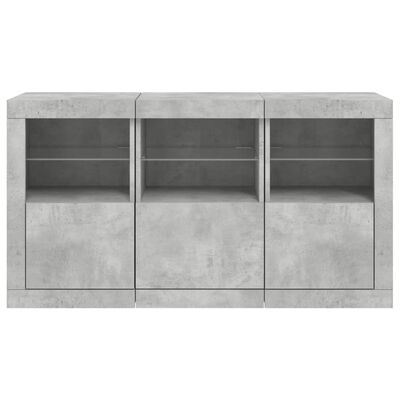 vidaXL Sideboard with LED Lights Concrete Grey 123x37x67 cm