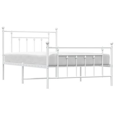 vidaXL Metal Bed Frame without Mattress with Footboard White 100x200 cm