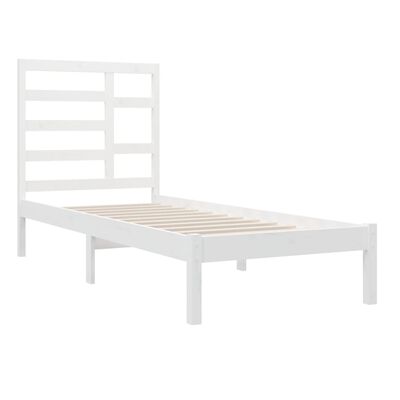 vidaXL Bed Frame without Mattress White Solid Wood 75x190 cm Small Single