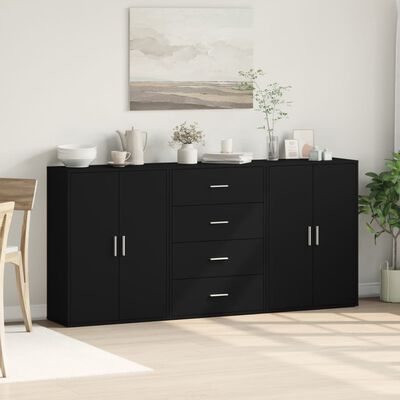 vidaXL Sideboards 3 pcs Black 60x31x84 cm Engineered Wood