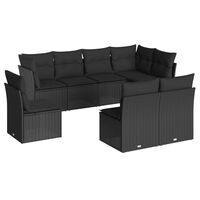 vidaXL 8 Piece Garden Sofa Set with Cushions Black Poly Rattan