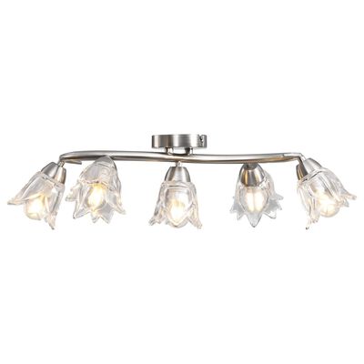 vidaXL Ceiling Lamp with Transparent Glass Shades for 5 E14 Bulbs Tulip