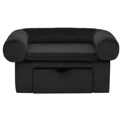 vidaXL Dog Sofa with Drawer Black 75x50x38 cm Plush