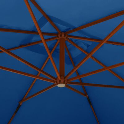 vidaXL Cantilever Garden Parasol with Wooden Pole 400x300 cm Azure Blue