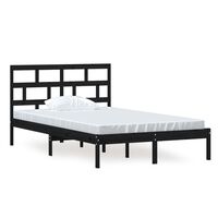 vidaXL Bed Frame without Mattress Black Solid Wood 120x200 cm (810016+814188)