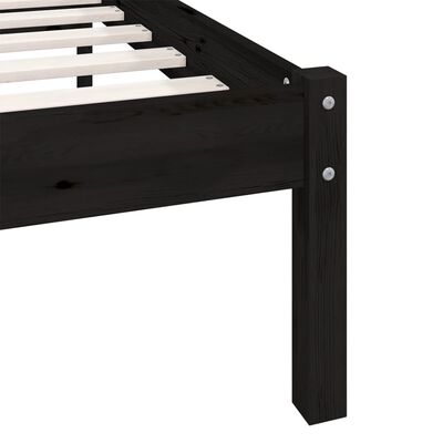 vidaXL Bed Frame without Mattress Black Solid Wood Super King Size