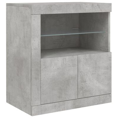 vidaXL Sideboard with LED Lights Concrete Grey 60.5x37x67 cm