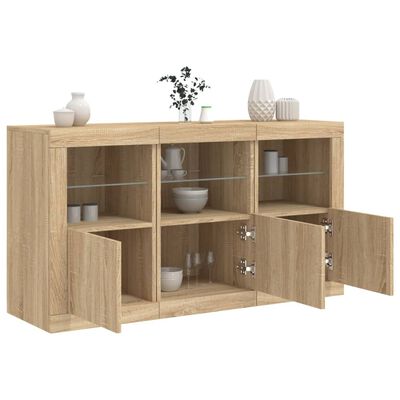 vidaXL Sideboard with LED Lights Sonoma Oak 123x37x67 cm