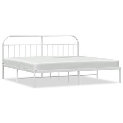 vidaXL Metal Bed Frame without Mattress with Headboard White 193x203 cm