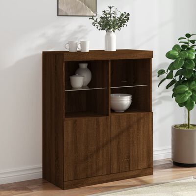 vidaXL Sideboard with LED Lights Brown Oak 81x37x100 cm