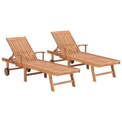 vidaXL Sun Loungers 2 pcs Solid Teak Wood