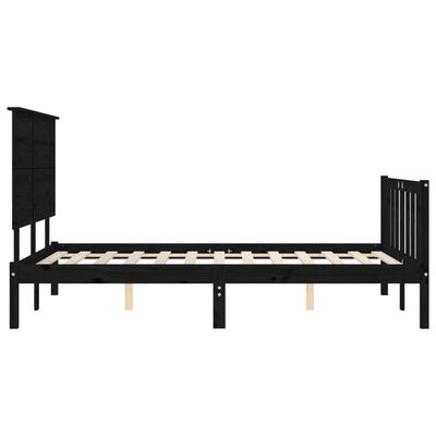 vidaXL Bed Frame without Mattress Black Small Double Solid Wood Pine