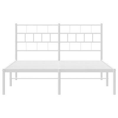 vidaXL Metal Bed Frame without Mattress with Headboard White 120x190 cm Small Double