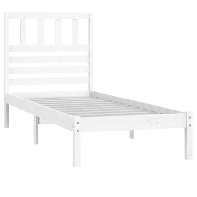 vidaXL Bed Frame without Mattress White 75x190 cm Small Single Solid Wood Pine