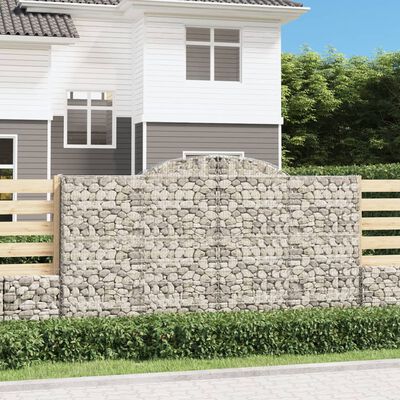 vidaXL Arched Gabion Baskets 2 pcs 300x50x160/180 cm Galvanised Iron