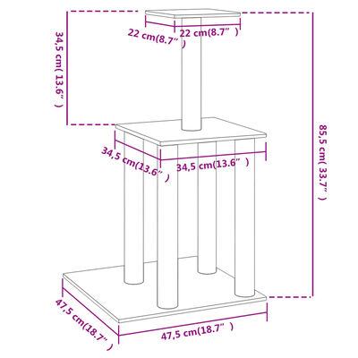 vidaXL Cat Tree with Sisal Scratching Posts Cream 85.5 cm