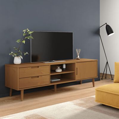 vidaXL TV Cabinet MOLDE Brown 158x40x49 cm Solid Wood Pine