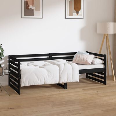 vidaXL Day Bed without Mattress Black 80x200 cm Solid Wood Pine