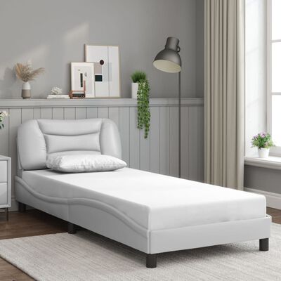 vidaXL Bed Frame with LED without Mattress White 90x200 cm