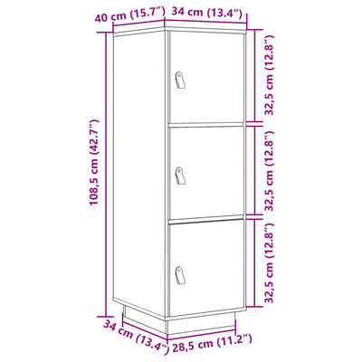 vidaXL Highboard Honey Brown 34x40x108.5 cm Solid Wood Pine