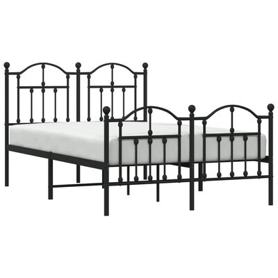 vidaXL Metal Bed Frame without Mattress with Footboard Black 120x200 cm