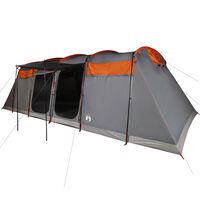 vidaXL Family Tent Tunnel 10-Person Grey and Orange Waterproof