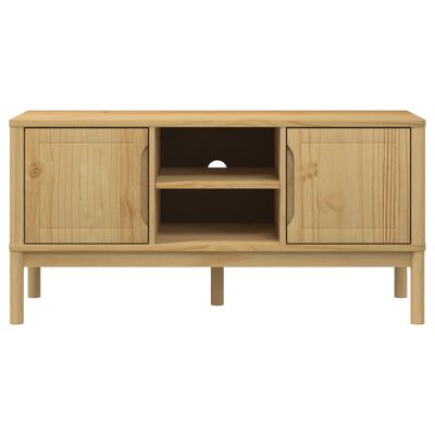 vidaXL TV Cabinet FLORO Wax Brown 114x43x55 cm Solid Pine Wood