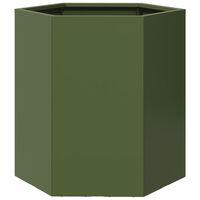 vidaXL Garden Planter Olive Green Hexagon 46x40x45 cm Steel