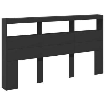 vidaXL Headboard Cabinet with LED Black 180x17x102 cm