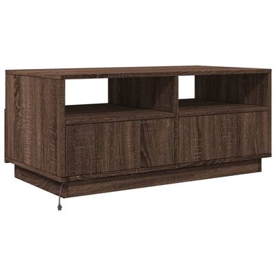 vidaXL Coffee Table with LED Lights Brown Oak 90x49x40 cm