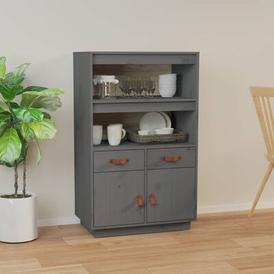 vidaXL Highboard Grey 67x40x108.5 cm Solid Wood Pine