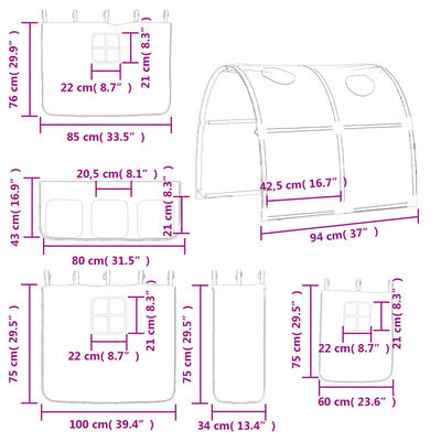 vidaXL Kids' Loft Bed with Tunnel without Mattress Pink 90x200 cm