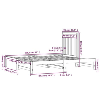 vidaXL Pull-out Day Bed without Mattress Grey 2x(90x190) cm