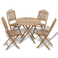 vidaXL 5 Piece Folding Outdoor Dining Set Bamboo