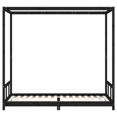 vidaXL Kids Bed Frame Black 90x200 cm Solid Wood Pine