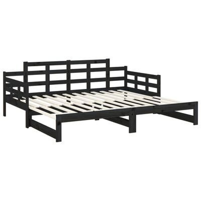 vidaXL Pull-out Day Bed without Mattress Black Solid Wood Pine 2x cm