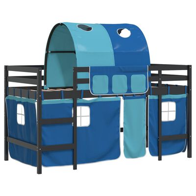 vidaXL Kids' Loft Bed with Tunnel without Mattress Blue 90x200 cm