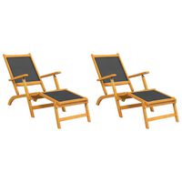 vidaXL Outdoor Deck Chairs 2 pcs Solid Wood Acacia and Textilene