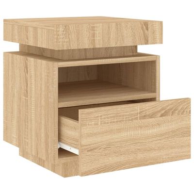 vidaXL Bedside Cabinets with LED Lights 2 pcs Sonoma Oak 40x39x48.5 cm