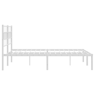 vidaXL Metal Bed Frame without Mattress with Headboard White 140x200 cm