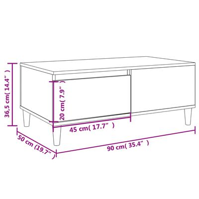 vidaXL Coffee Table High Gloss White 90x50x36.5 cm Engineered Wood