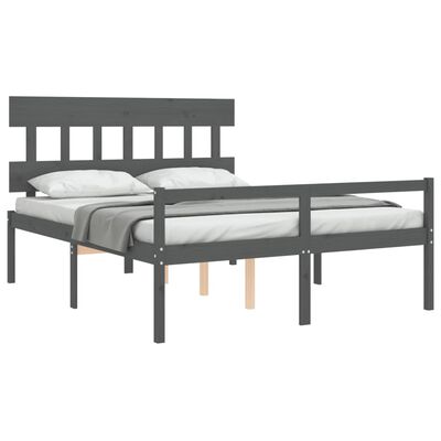 vidaXL Senior Bed without Mattress Grey King Size Solid Wood