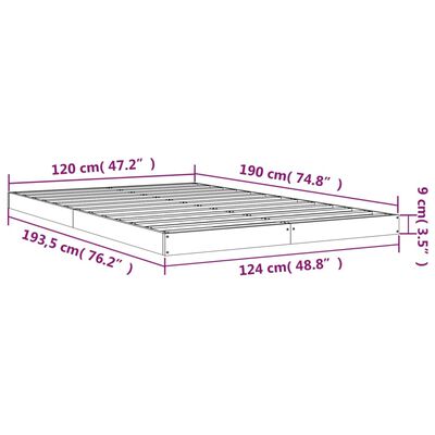 vidaXL Bed Frame without Mattress Grey 120x190 cm Small Double Solid Wood Pine