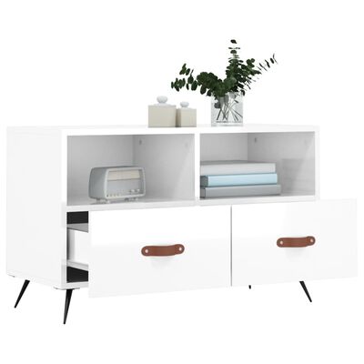 vidaXL TV Cabinet High Gloss White 80x36x50 cm Engineered Wood