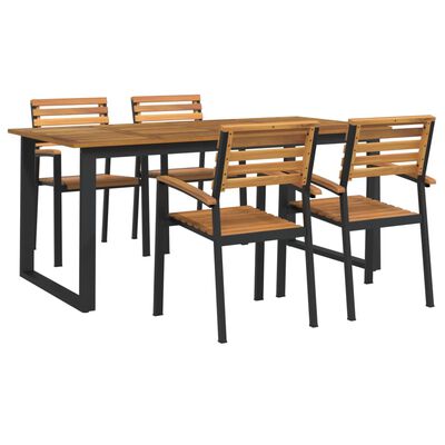 vidaXL 5 Piece Garden Dining Set Solid Wood Acacia and Metal