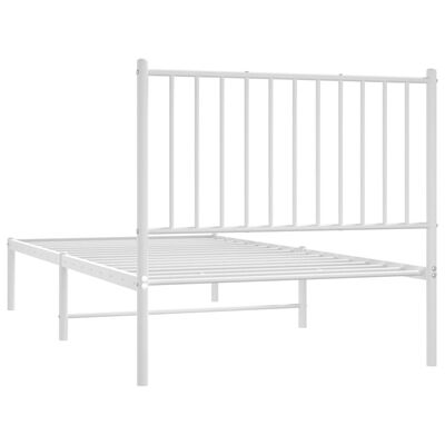 vidaXL Metal Bed Frame without Mattress with Headboard White 90x190 cm Single