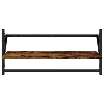 vidaXL Wall Shelves with Bars 2 pcs Smoked Oak 65x25x30 cm