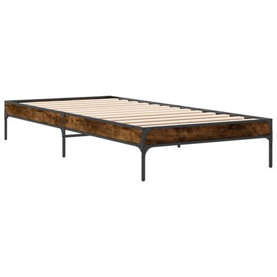 vidaXL Bed Frame without Mattress Smoked Oak 100x200 cm