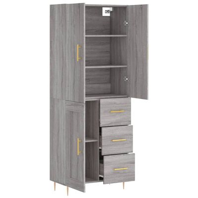 vidaXL Highboard Grey Sonoma 69.5x34x180 cm Engineered Wood